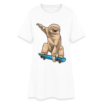 Skateur paresseux Skateboard - Robe T-shirt Femme - blanc - Devant