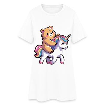 Einhorn - Frauen T-Shirt-Kleid - Weiß - Vorne