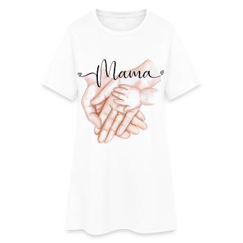 Mama-Familienerinnerung gemeinsame Hände - Frauen T-Shirt-Kleid - Weiß - Vorne