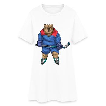 Bear Bâton de hockey sur glace - Robe T-shirt Femme - blanc - Devant