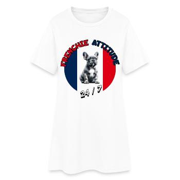 Frenchie Attitude 24/7 - French Bulldog - Women’s T-Shirt Dress - white - Front