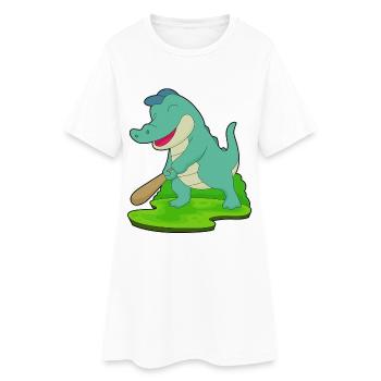 Bâton de baseball Crocodile - Robe T-shirt Femme - blanc - Devant