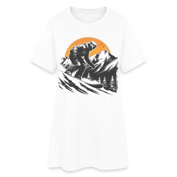 Dessin de snowboarder - Robe T-shirt Femme - blanc - Devant