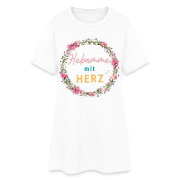 Hebamme mit Herz - personalisierbares Design - Frauen T-Shirt-Kleid - Weiß - Vorne