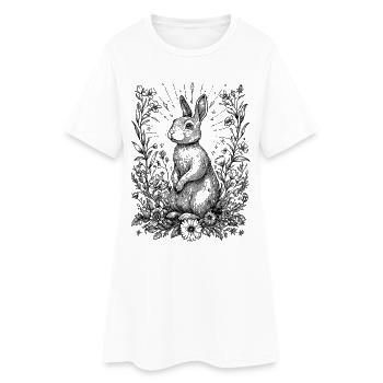 Cottagecore Boho Bunny Bunny Motif Printemps Bohème - Robe T-shirt Femme - blanc - Devant