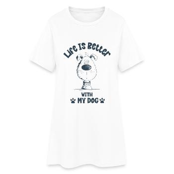 Life Is Better With Dogs Hunde Spruch Cartoon - Frauen T-Shirt-Kleid - Weiß - Vorne