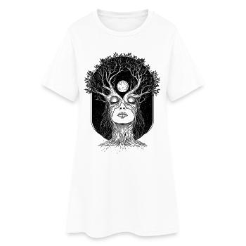 Boho Baum Frau Gaea Abstrakt Grafik Mystisch - Frauen T-Shirt-Kleid - Weiß - Vorne