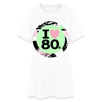 I ♥ Années 80 – Ambiance rétro néon - Robe T-shirt Femme - blanc - Devant