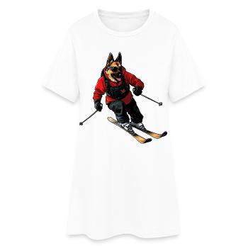 Skieur Berger Chien - Robe T-shirt Femme - blanc - Devant