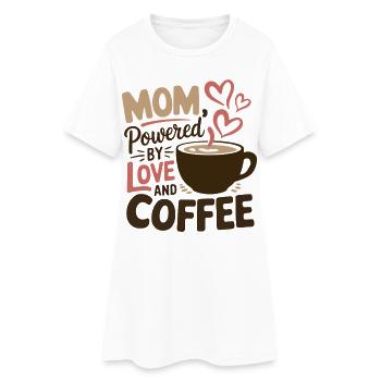 Maman propulsée par l’amour et le café | Chemise drôle - Robe T-shirt Femme - blanc - Devant
