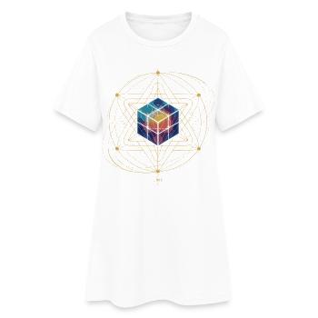 Metatrons Würfel Heilige Geometrie Kosmische Kunst - Frauen T-Shirt-Kleid - Weiß - Vorne