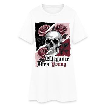 L’élégance meurt jeune crâne gothique rose - Robe T-shirt Femme - blanc - Devant