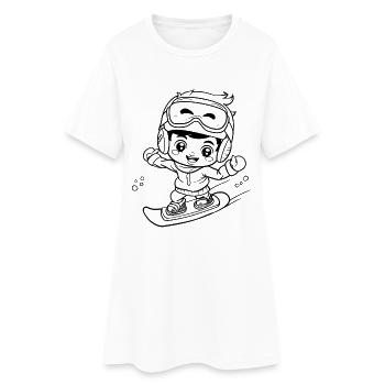 Petit look de bande dessinée de snowboarder - Robe T-shirt Femme - blanc - Devant