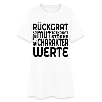 RÜCKGRAT WERTE HALTUNG - Frauen T-Shirt-Kleid - Weiß - Vorne