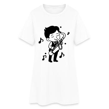 Saxophoniste Dessin d’Enfant - Robe T-shirt Femme - blanc - Devant