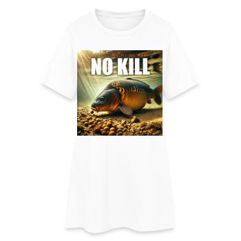 Carpe cuire qui déguste ses bouillettes - Robe T-shirt Femme - blanc - Devant