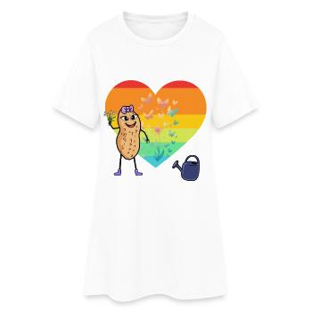 Retro Erdnuss Herz Naturliebhaber Natur Nuss Kind - Frauen T-Shirt-Kleid - Weiß - Vorne