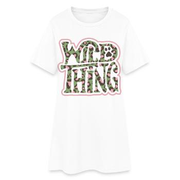 Wild Thing – Lettrage imprimé camouflage - Robe T-shirt Femme - blanc - Devant