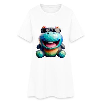 hippo fun - Robe T-shirt Femme - blanc - Devant
