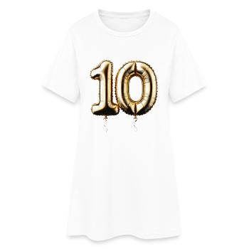 10 Years Gold Balloon Foil Balloon Gift - Women’s T-Shirt Dress - white - Front