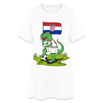 Croatia Flag Dinosaur Rex Football - Women’s T-Shirt Dress - white - Front