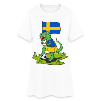 Drapeau de la Suède Dinosaure Rex Football - Robe T-shirt Femme - blanc - Devant