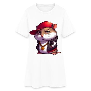 hamster hiphop - Robe T-shirt Femme - blanc - Devant