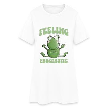 Feeling Frogtastic Yoga Frosch Spruch - Frauen T-Shirt-Kleid - Weiß - Vorne