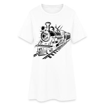 Chemin de fer - Robe T-shirt Femme - blanc - Devant