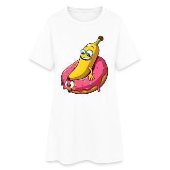 Banane Donut Relation Amour Faire Cadeau - Robe T-shirt Femme - blanc - Devant