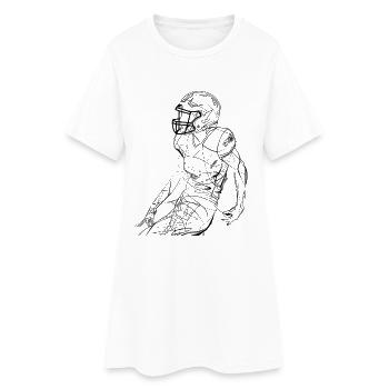 Dessin au trait d’un joueur de football américain - Robe T-shirt Femme - blanc - Devant