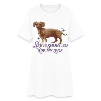 Humour teckel – Pattes courtes, grand cœur - Robe T-shirt Femme - blanc - Devant