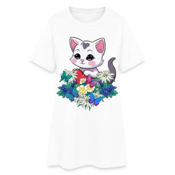 Printemps Chats Chat Coeur Tyrol Autriche Enfant - Robe T-shirt Femme - blanc - Devant