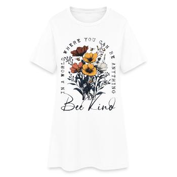 Bee Kind Blumen Bienen Natur Frühling Naturfreund - Frauen T-Shirt-Kleid - Weiß - Vorne