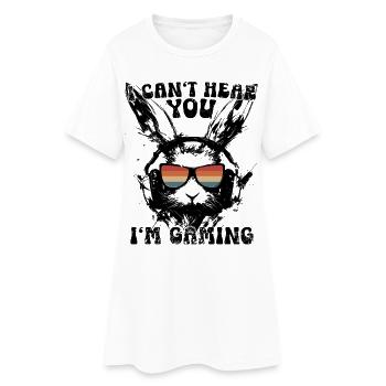 I Can't Hear You I'm Gaming Hase Gamer Geschenk - Frauen T-Shirt-Kleid - Weiß - Vorne