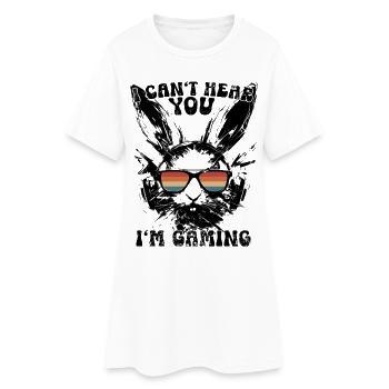 Je ne t’entends pas, je joue avec des lunettes de soleil Bunny - Robe T-shirt Femme - blanc - Devant