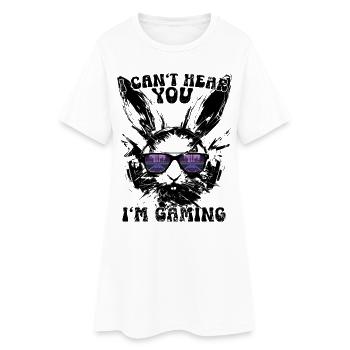 I Can't Hear You I'm Gaming Gamer Hase Geschenk - Frauen T-Shirt-Kleid - Weiß - Vorne