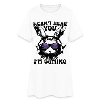 I Can't Hear You I'm Gaming Retro Hase Synthwave - Frauen T-Shirt-Kleid - Weiß - Vorne