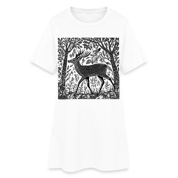 Cerf Woodland Nature Cerf Woodcut Wilderness cadeau - Robe T-shirt Femme - blanc - Devant