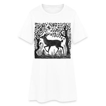 Forêt de cerfs Nature cerf gravure sur bois nature sauvage cadeau - Robe T-shirt Femme - blanc - Devant