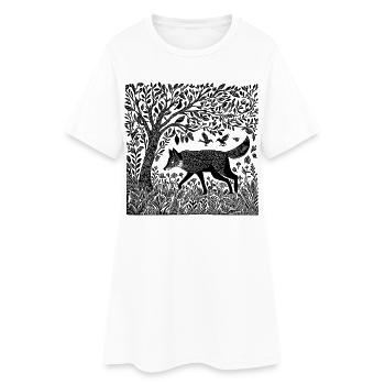 Renard, Woodland, Nature, Nature sauvage, gravure sur bois, cadeau - Robe T-shirt Femme - blanc - Devant