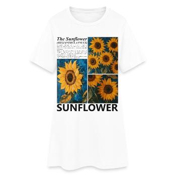 Sonnenblume Sommer Natur Botanik Blüten Geschenk - Frauen T-Shirt-Kleid - Weiß - Vorne