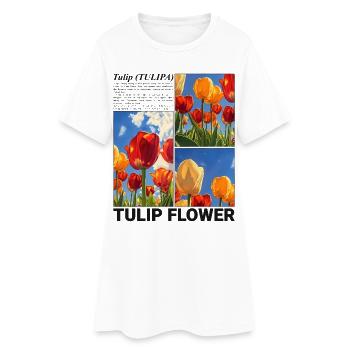 Tulipe Printemps Nature Fleur Cadeau Botanique - Robe T-shirt Femme - blanc - Devant
