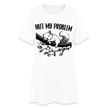 Nut My Problem Niedlich Eichhörnchen Geschenk - Frauen T-Shirt-Kleid - Weiß - Vorne