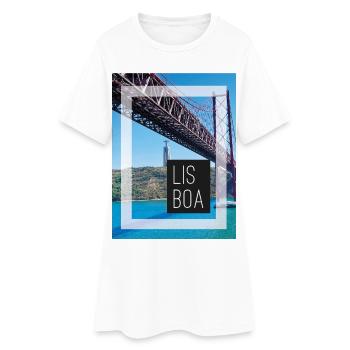 Lissabon LISBOA - Ponte de 25 Abril - Frauen T-Shirt-Kleid - Weiß - Vorne