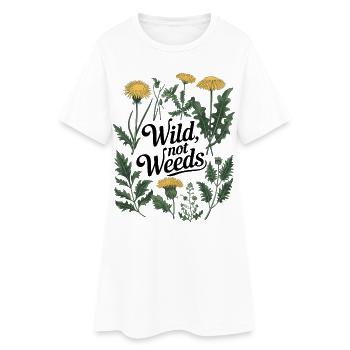 Sauvage, pas de mauvaises herbes - Dandelion Botanical Design - Robe T-shirt Femme - blanc - Devant
