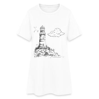 Leuchtturm Sketch Meer Urlaub - Frauen T-Shirt-Kleid - Weiß - Vorne