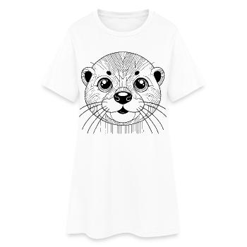 Otter - Frauen T-Shirt-Kleid - Weiß - Vorne