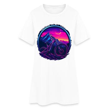 Mountainbike Retrowave - Frauen T-Shirt-Kleid - Weiß - Vorne