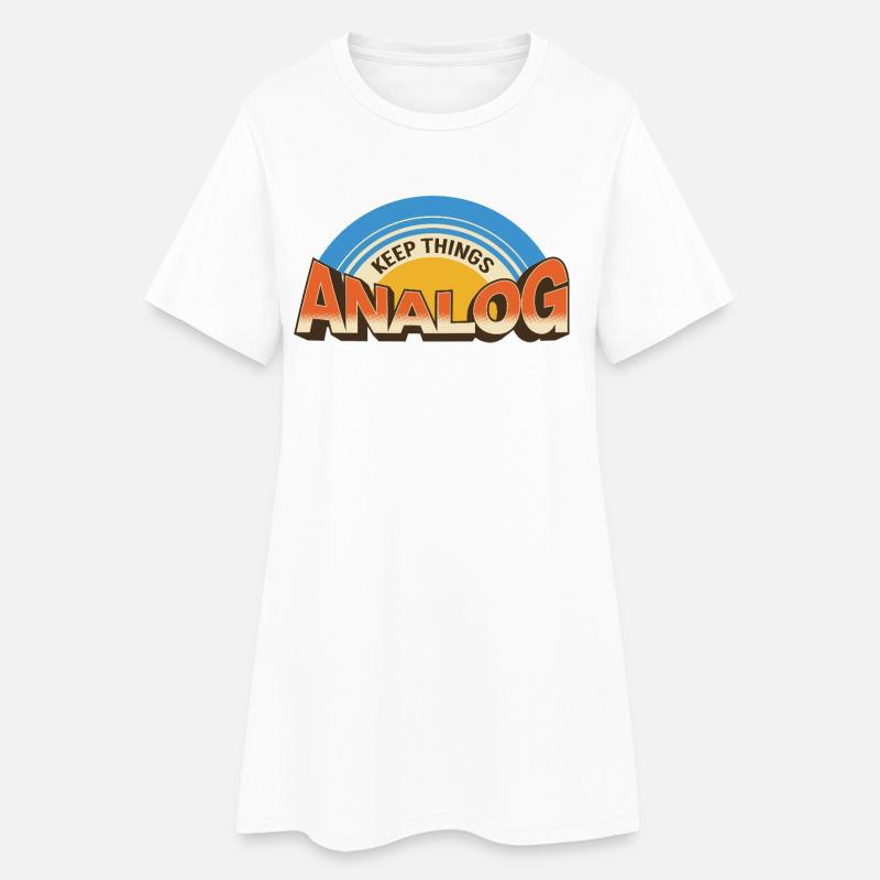 Keep Things Analog – Retro Tech Statement - Women’s T-Shirt Dress - white